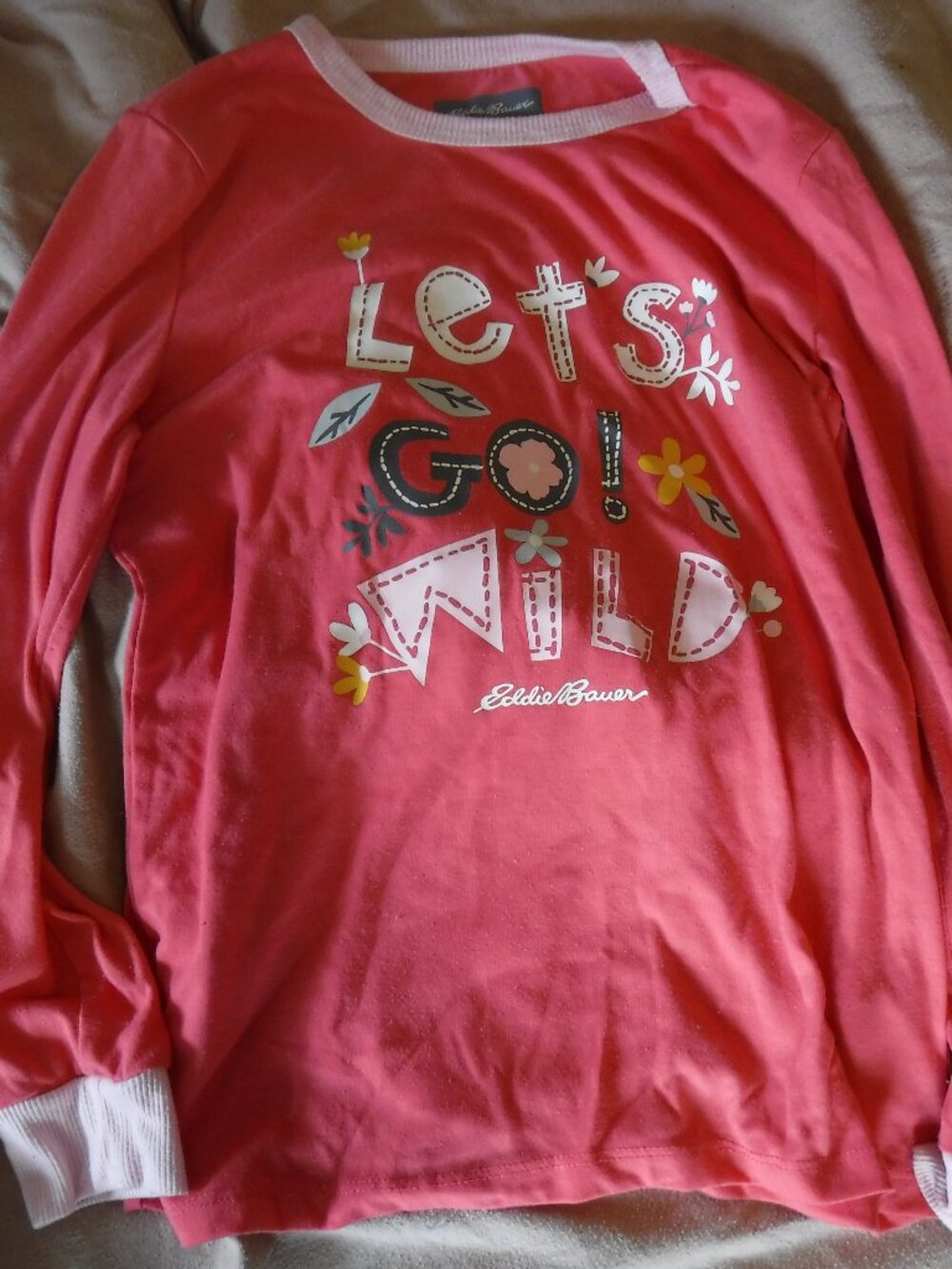 Eddie Bauer Girls Size Large 14/16 Lets Go Wild Graphic Long Sleeve Shirt